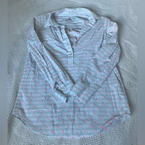 Vineyard Vines Multicolor Stripe Polka Dot Collared Popover Top Womens 6